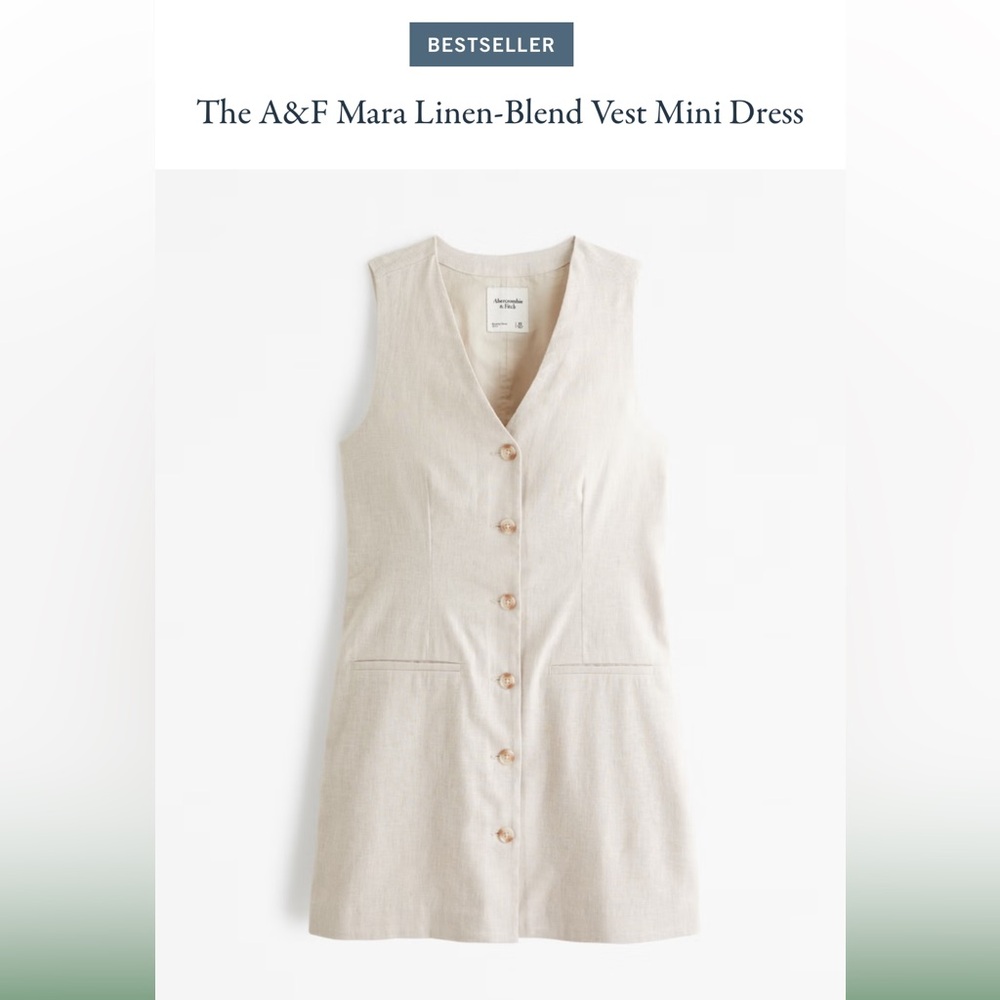 Abercrombie & Fitch Mara Linen-Blend Vest Mini Dress Grey Medium PETITE